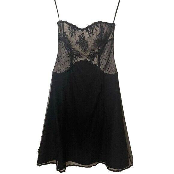 White House Black Market Dress Women's 2 Whimsygoth Coquette Edgy Black Lace - Picture 1 of 16